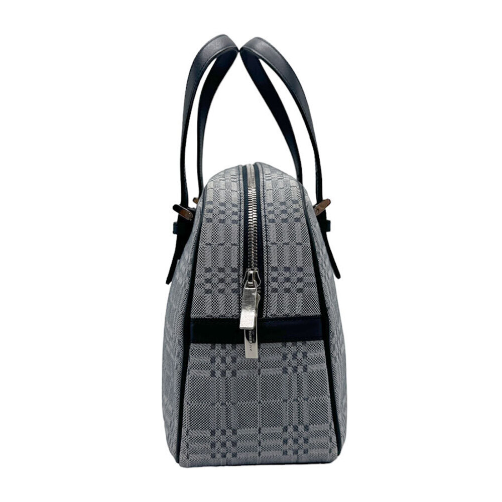 Burberry handbag leather Blue canvas gray Navy silver
